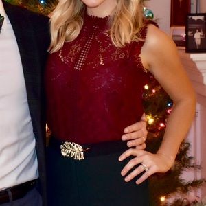 Red lace sleeveless top